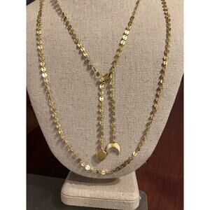 Stella & Dot Trevally Enamel Disk Chain Necklace in Gold Tone Adjustable Feminin